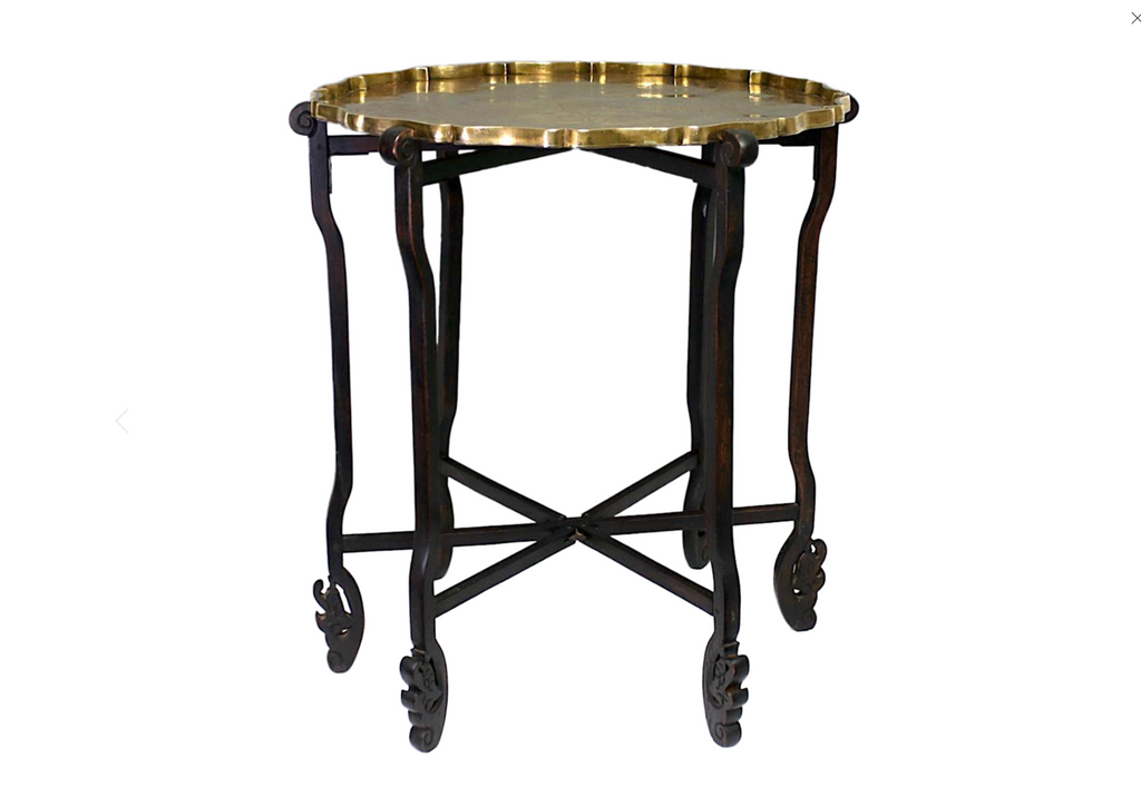 Fiddle thesaurus Assimilation Antique Chinese Folding Golden Brass Tray Table With Engraved Scene & —  East2West Furniture
