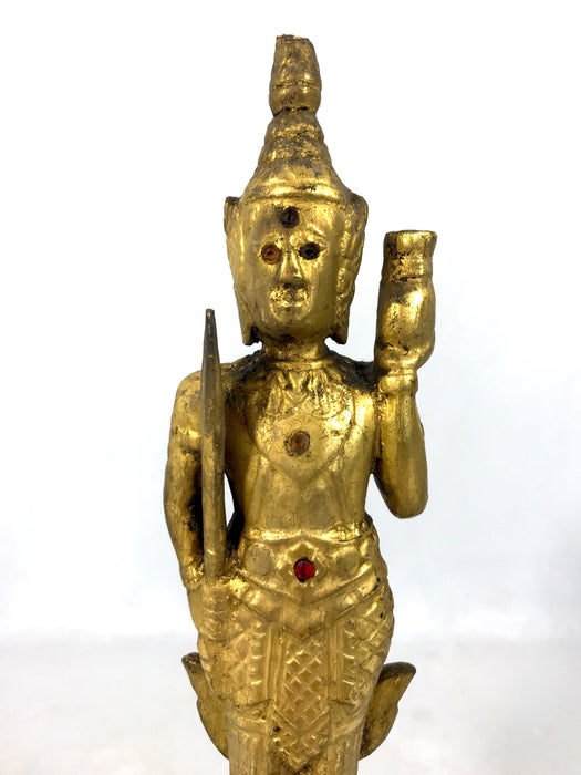 Late 19th. Century Antique Thai Gilt Temple Winged Deity Figure