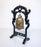Vintage Chinese Cast Brass Dragon Temple Bell on Carved Dark Brown Rosewood Stand