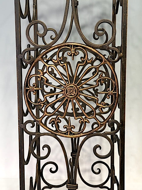 Vintage Wrought Iron & Gold Tone Wine Rack in the Style of Oscar Bach
