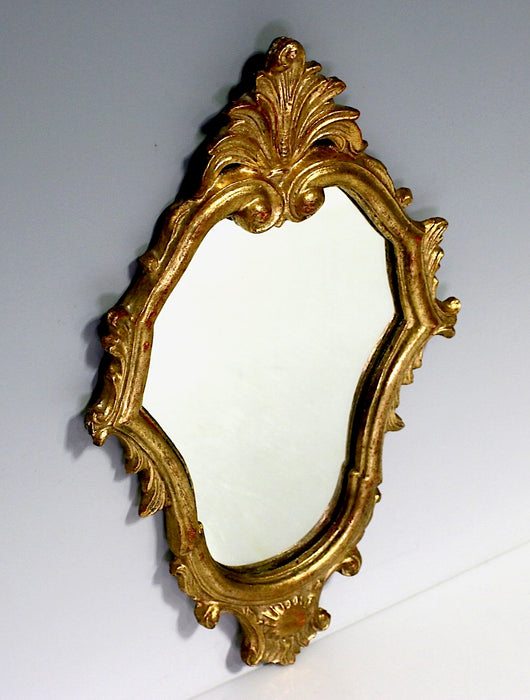 Small Antique Italian Neoclassic Carved Gilt Wood Accent Mirror, Early 20th. Century