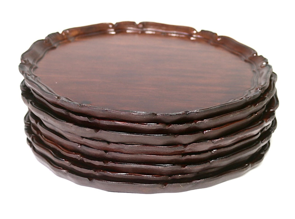 Traditional Italian Mahogany Wood Chargers, Trays or Under Plates, Set of 8