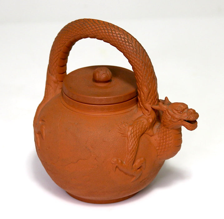 Antique Meiji Japanese Dragon Form Tokoname Clay Teapot, Japan