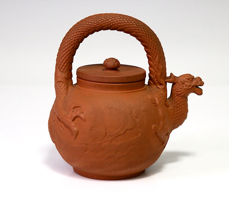 Antique Meiji Japanese Dragon Form Tokoname Clay Teapot, Japan