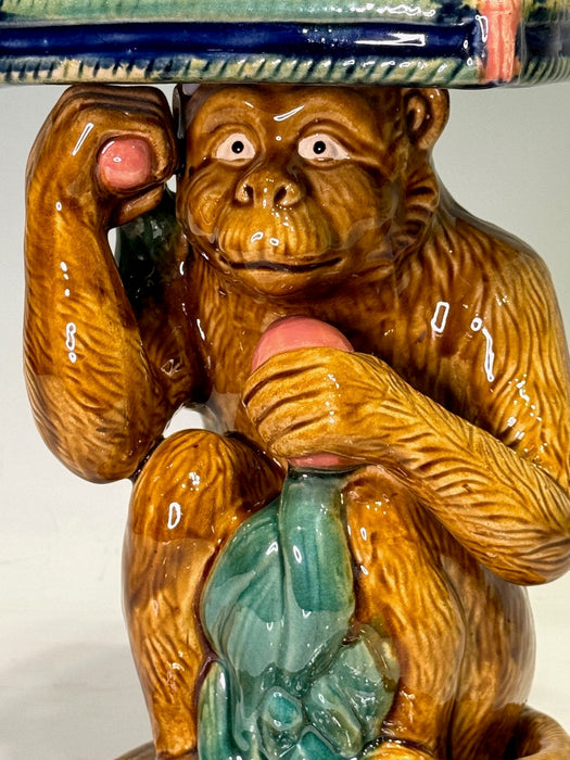 Large Vintage Chinese Ceramic Ornament - The Longevity Peach With Young Monkey Figure