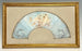 Antique French Louis XV Period Scenic Painted Fan in Gilt Frame with Angels and Cherubs, 18th. Century