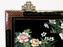 Vintage Chinese Rectangular Black Lacquer Wall Mirror with Scenic Floral Panel, Peonies & Egret