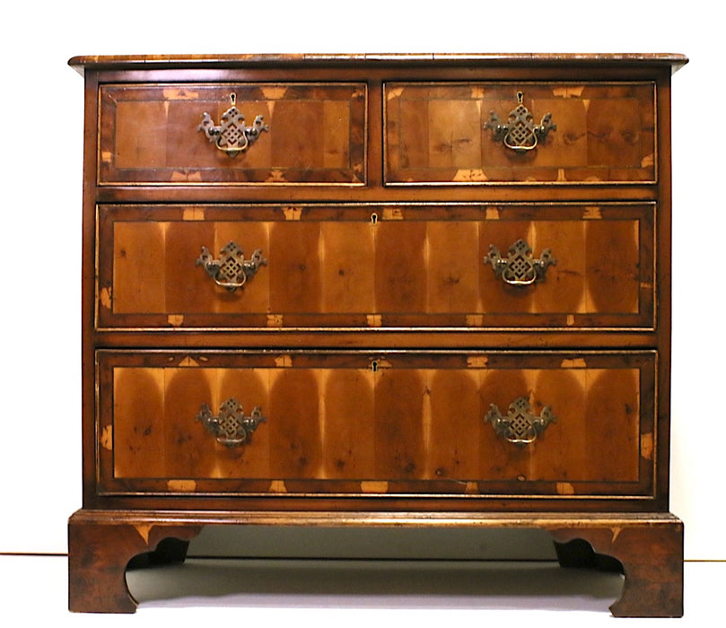 Antique 19th Century English Chippendale Chest of Drawers With Bookmatched Inlay Design