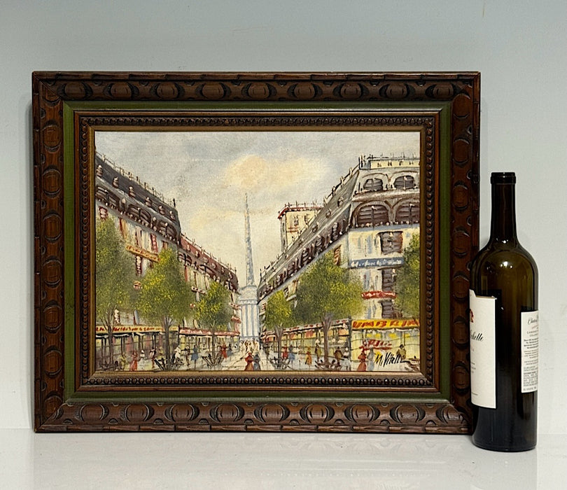 Mid Century Parisian Street Scene by deVitelli, France, Framed Original Oil on Canvas