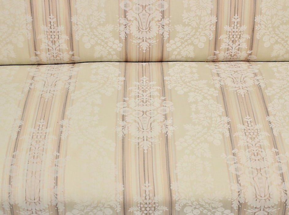 Antique French Louis XVI Settee or Loveseat Carved Walnut and Parcel Gilt with Brocade Uphostery