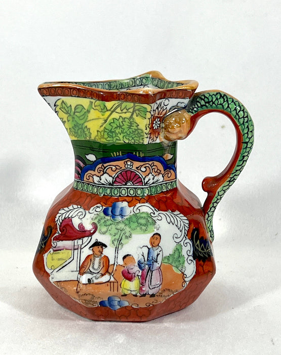 Rare Masons Ironstone Chinoiserie‘ Red Conversation’ Hydra Handled Porcelain Jug c1835