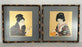 The Geisha and The Samurai, Giltwood Framed Fabric Dimensional Pictures - A Pair, Signed