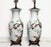 Large Antique Chinese Republic Period Tall White Porcelain Tables Lamps With Gilt Stands, Peaches & Bats, a Pair