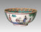 Vintage Macau Famille Rose Porcelain Serving Bowl with Hand Painted Bucolic Scenes, Chinese