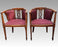 Fine Antique Edwardian Mahogany Upholstered Club Chairs with Inlay and Brass Tacks, A Pair, C.1900