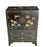 Vintage Chinese Black Lacquer Storage Cabinet, Incised Bluebirds and Flowers