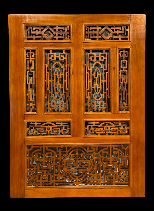 Vintage Chinoiserie Architectural Reticulated Carved Wood Decorative Wall Panel