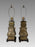 Archaic Chinese 'Hu' Form Verdigris Bronze Table Lamps on Chinoiserie Wood Stands, a Pair