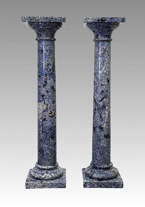 Antique Italian Solid Lapis Lazuli Pillars / Pedestals in Classical Form, a Pair