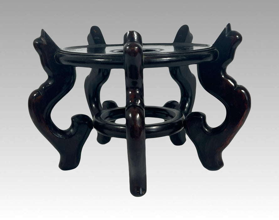 Vintage Chinese Ebony Black Lacquer Display Stand (8.5")