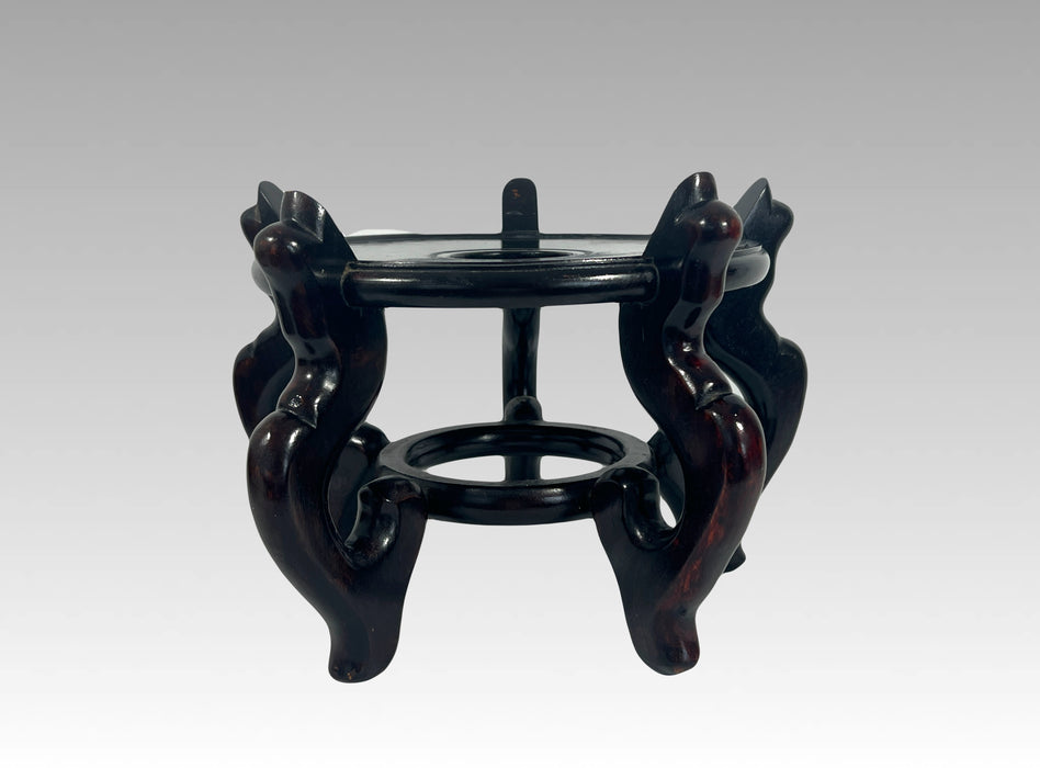 Vintage Chinese Ebony Black Lacquer Display Stand (8.5")