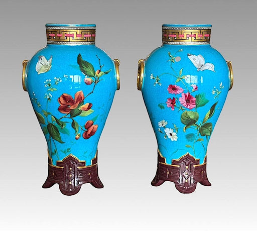Exquisite, Museum Quality, Aesthetic Period Vases by Christopher Dresser for Minton, England - a Pair