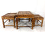 1980s Vintage Burnt Bamboo Rectangular Nesting Tables or Pedestals / Stands - Set of 3