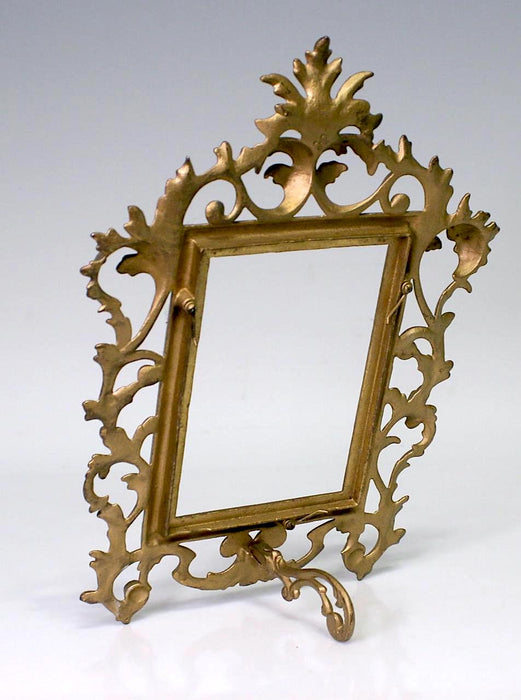 Antique Gold Finish Rococo Easel Style Dresser / Table-Top Portrait or Mirror Frame
