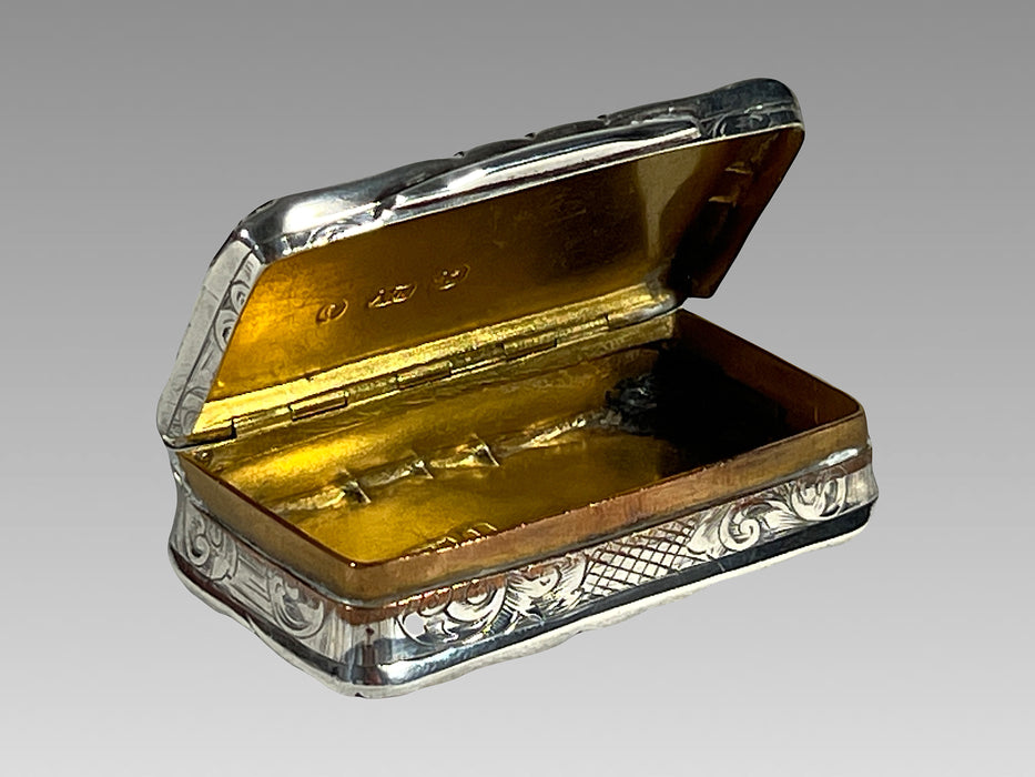 Victorian Sterling Silver Match Box or Pill Box, Gold Wash Interior by Alfred Taylor, Birmingham, England C1857.