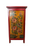 Old Sino Tibetan Hand Painted Red Storage Cabinet with Mystical Creatures, Four Doors, Late 1900's
