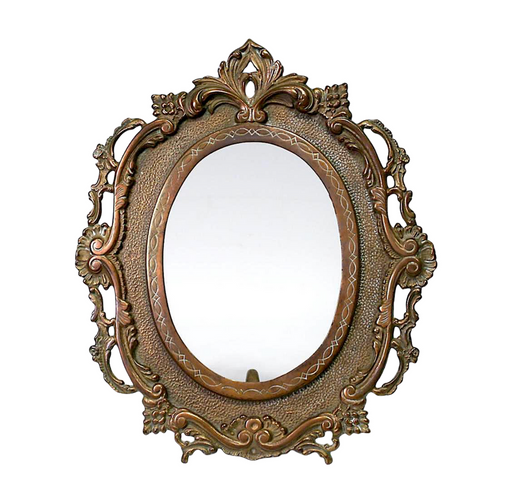 Antique Bronzed Easel Style Oval Portrait, Picture or Mirror Frame