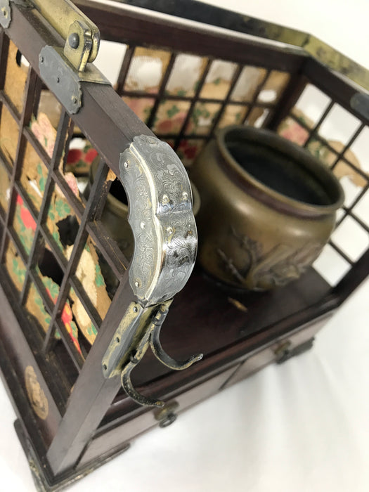 Antique Japanese Tobacco-Bon Smoking Set With Silver Embelishments (Meiji Period)