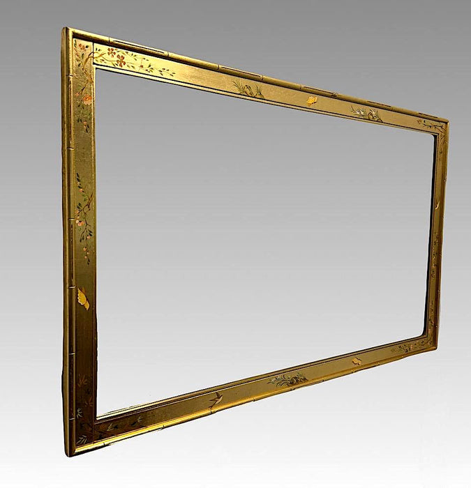 La Barge Chinoiserie Giltwood Framed Wall Mirror with Butterflies, Birds and Flowers Horizontal / Vertical Mount