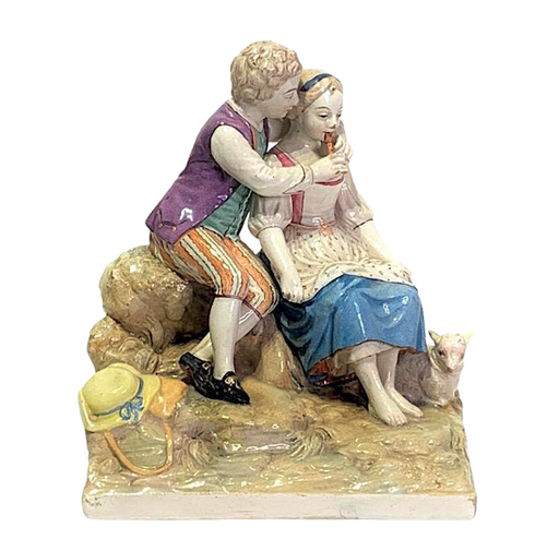 18th. Century Strasbourg Porcelain Figural Group by Joseph Hannong, Faience 1770 (Figure) The Young Flutist