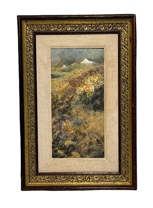 The Field of Wild Flowers, 20th Century Acrylic on Masonite Expressionist Galathaian Landscape, by Judy O'Brien, American
