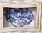 Antique Chinese Blue & White Porcelain Trinket Box With Ruffled Edge, Cranes & Interior Scene, Guangxu Reign Mark