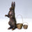 Antique Edwardian Bronze Rabbit with Miniature Woven Brass Baskets