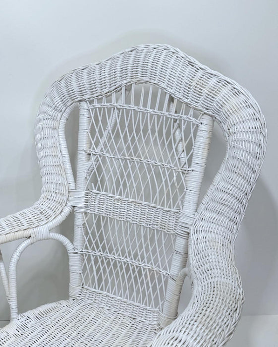 Large White Antique Wicker Rocking Chair 1920's