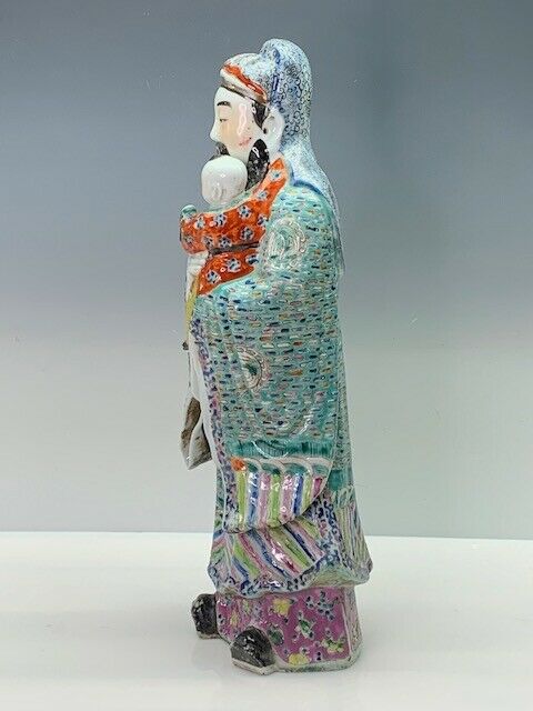 Chinese Famille Rose Figure of Fu, Sanxing God of Prosperity 19th C 16 1/4"