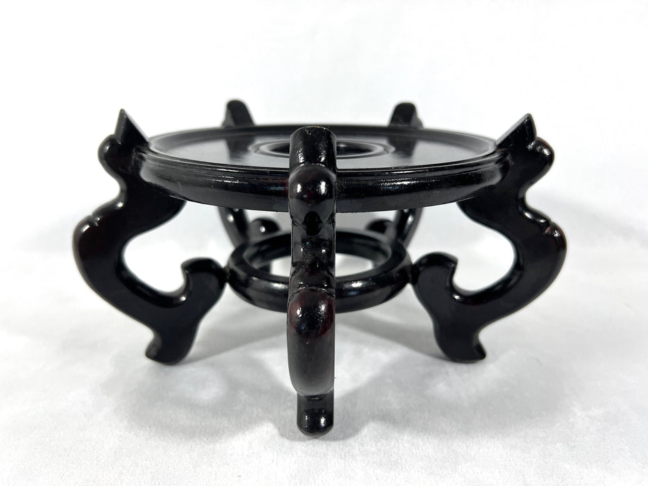 Vintage Chinese Ebony Black Lacquer Wood Display Stand 6"