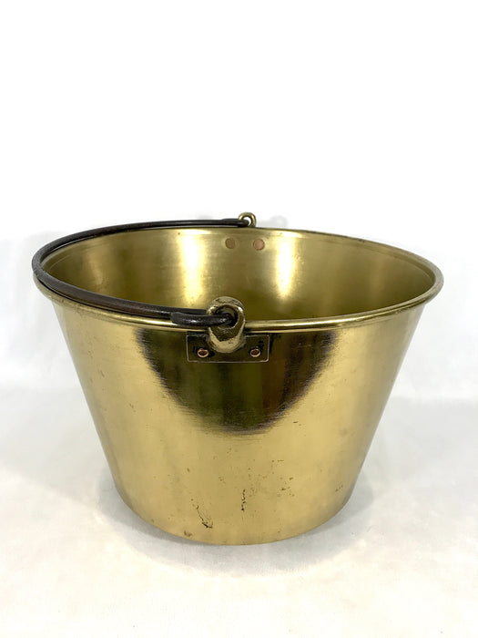 19th. Century Antique American Ansonia Brass Fireplace Bucket, Pail or Kettle 1866
