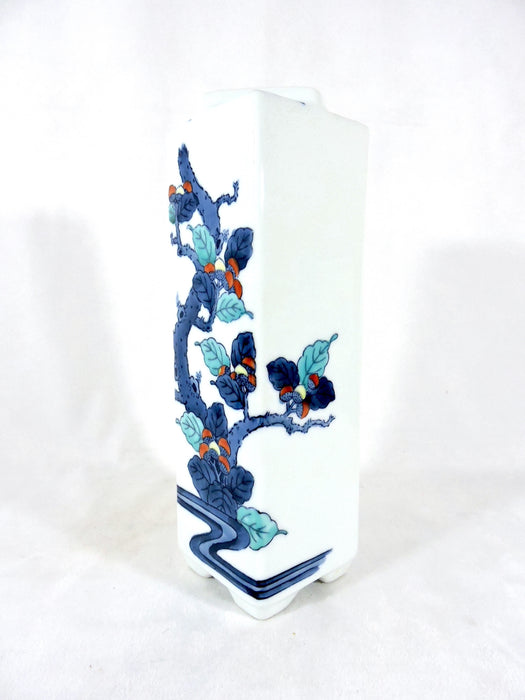 Vintage Japanese Signed Blue and White Porcelain Vase
