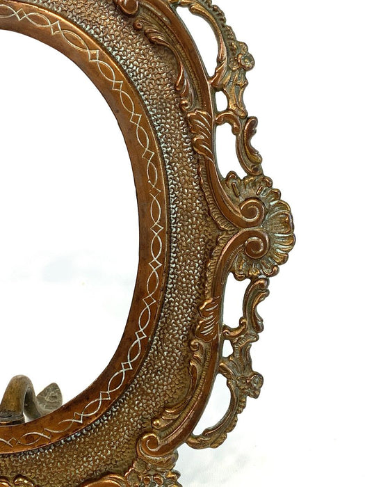 Antique Victorian Cast Metal Picture Frame, Bronze Finish