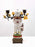 Mid 20th Century Chinese Figural Porcelain & Bronze Candelabra / Candlestick With Yellow Roses