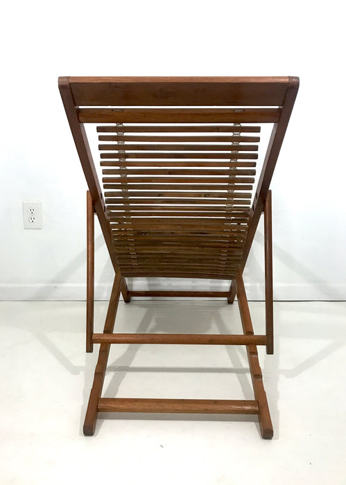 Mid 20th Century Peoples Republic Period Chinese Folding Wood & Bamboo Deck (Sling) Chair