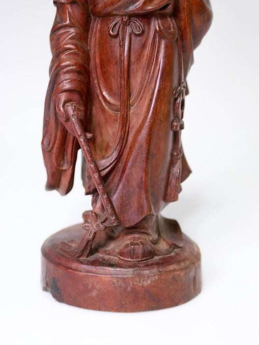Antique Republic Period Chinese Carved Rosewood Figure of a Lady With Flute