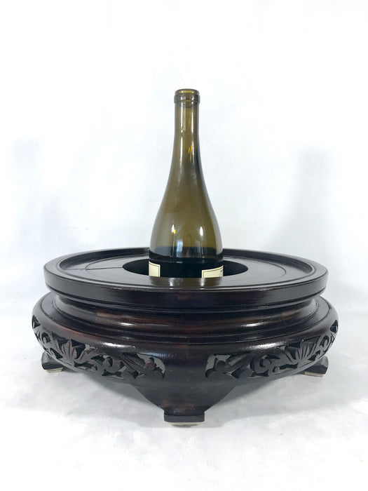 Large Ornate Chinese Dark Brown Rosewood Display Stand or Pedestal 13/10.5"