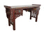 Mid 20th. Century Chinese Brick Red & Black Altar Table or Console With 2 Drawers