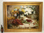 Large Vintage Original Oil on Canvas Still Life Painting of Flowers and Grapes, Signed