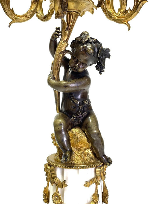 19th Century French Napoleon III Bronze Ormolu Candelabras by Henri Picard - a Pair